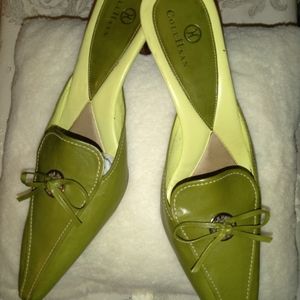 Cole Haan Green Bow Vamp Leather Mules
